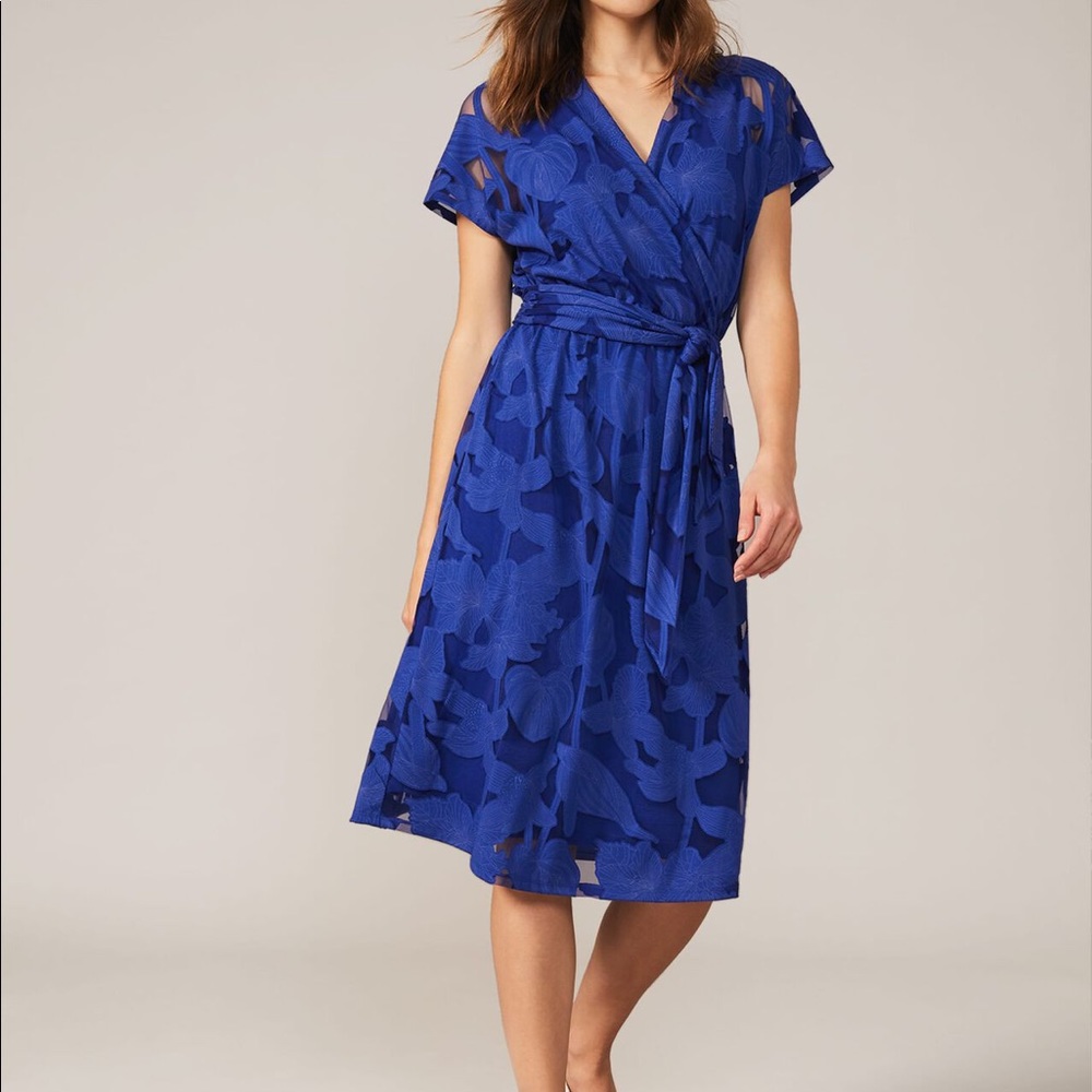Phase Eight Royal Blue Floral Wrap Dress (size 4)